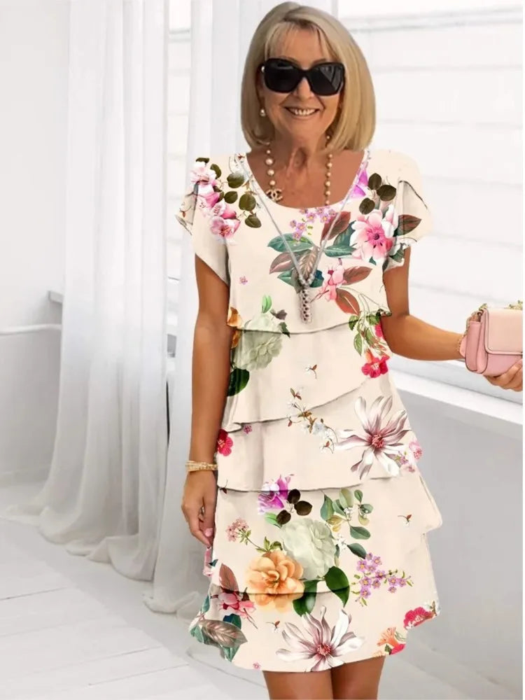 Camille™ | Graceful Ruffled White Dress for Timeless Beauty