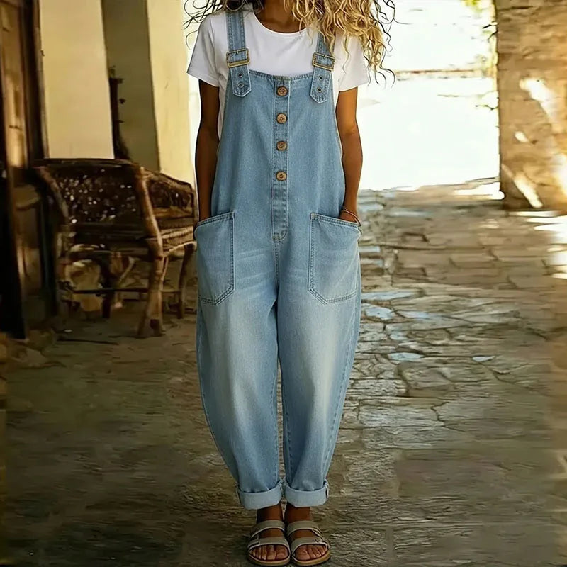 Mae™ | Vintage Cotton Dungarees with Denim Effect