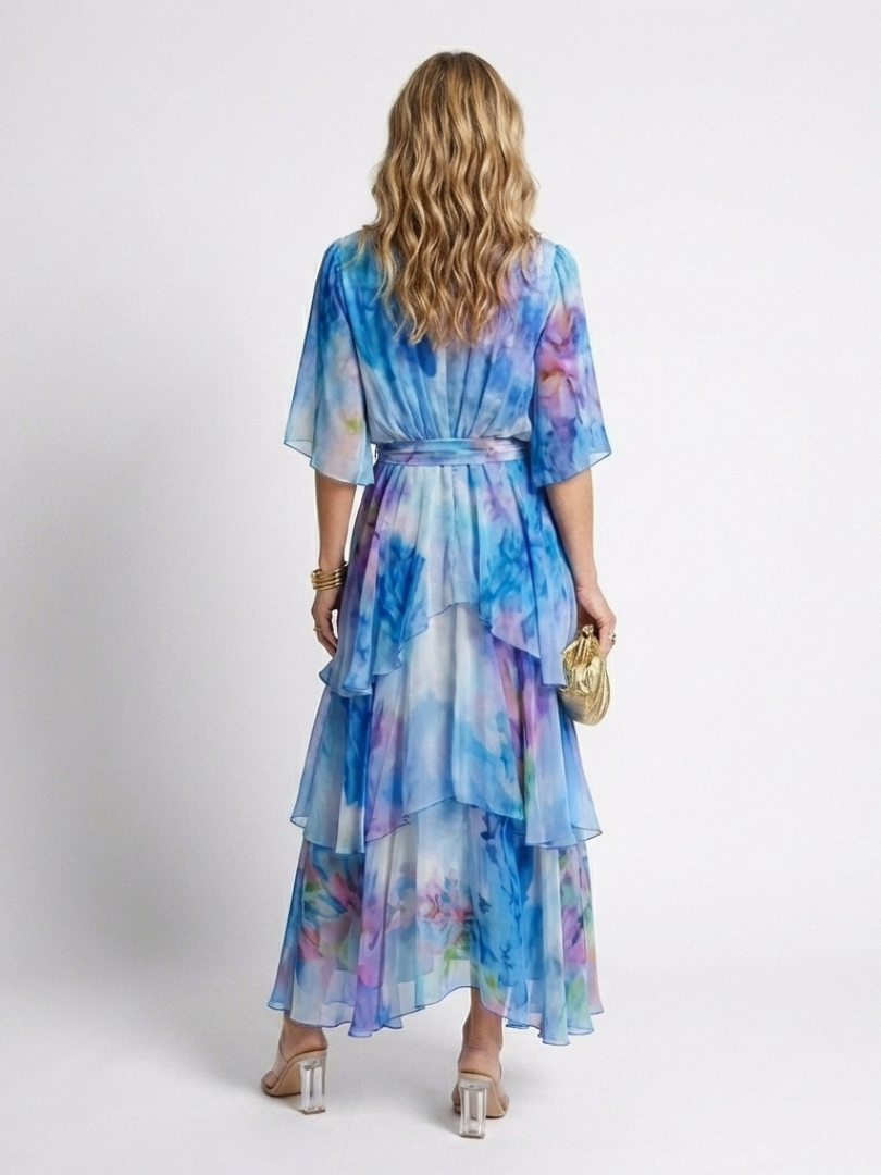 Calista™ | Sheer Layered V-Neck Maxi Dress for Effortless Elegance