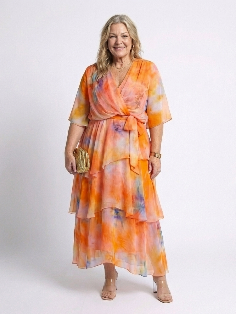Calista™ | Sheer Layered V-Neck Maxi Dress for Effortless Elegance