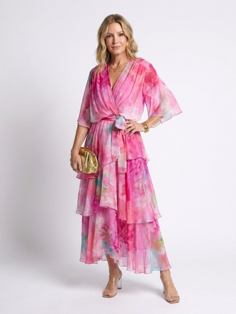 Calista™ | Sheer Layered V-Neck Maxi Dress for Effortless Elegance