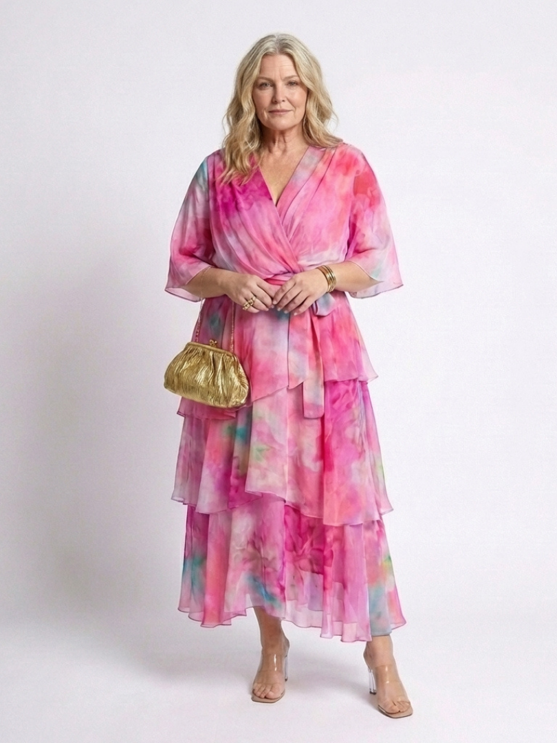 Calista™ | Sheer Layered V-Neck Maxi Dress for Effortless Elegance