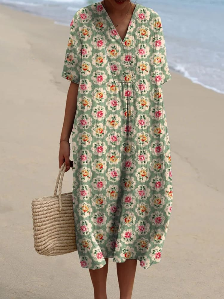 Lila™ | Vintage Floral Flowy Dress for Effortless Elegance