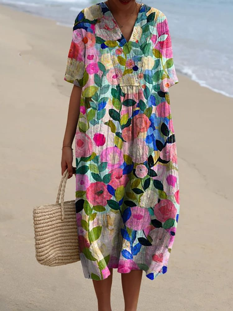 Margot™ | Flowing Floral Midi Dress for Effortless Style