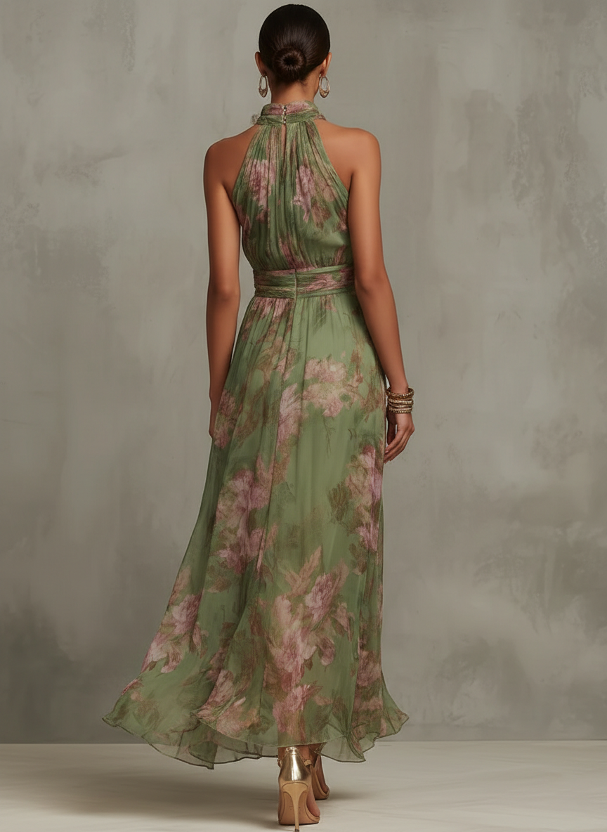 Livia™ | Exquisite Floral Halter Maxi Dress for Effortless Elegance