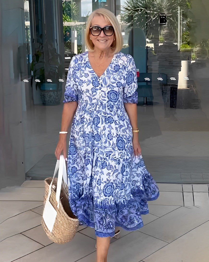 Grace - Graceful V-Neck Floral Dress