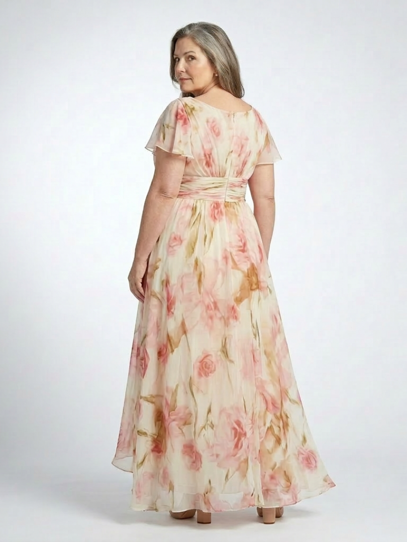 Elena™ | Floral V-Neck Dress for Effortless Elegance