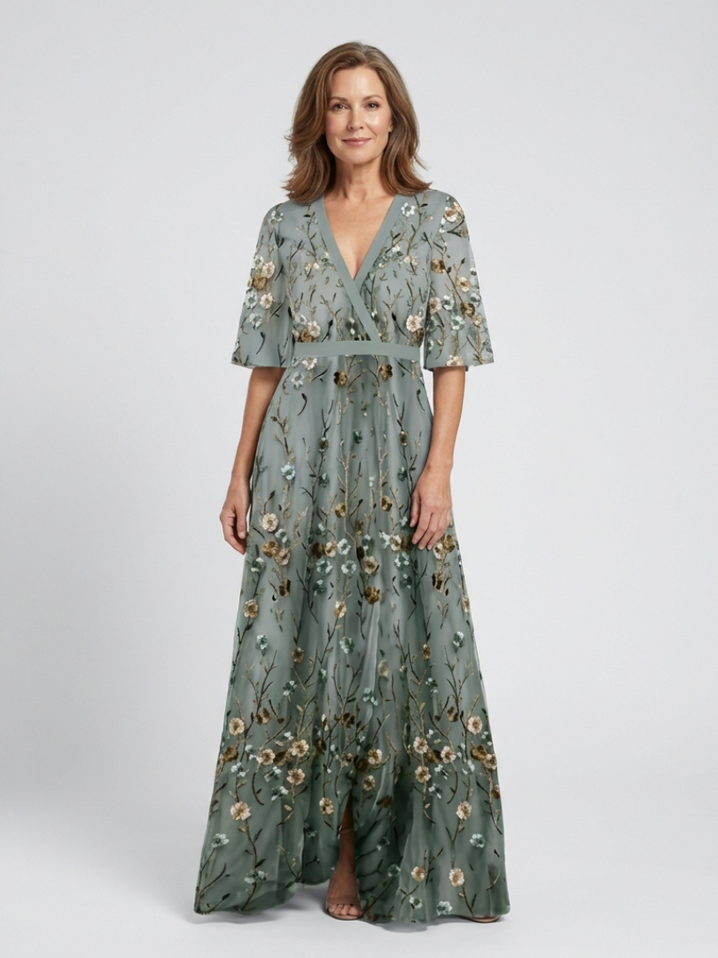 Élodie™ | Flowing Floral V-Neck Dress