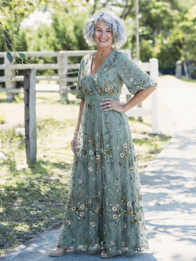 Élodie™ | Flowing Floral V-Neck Dress