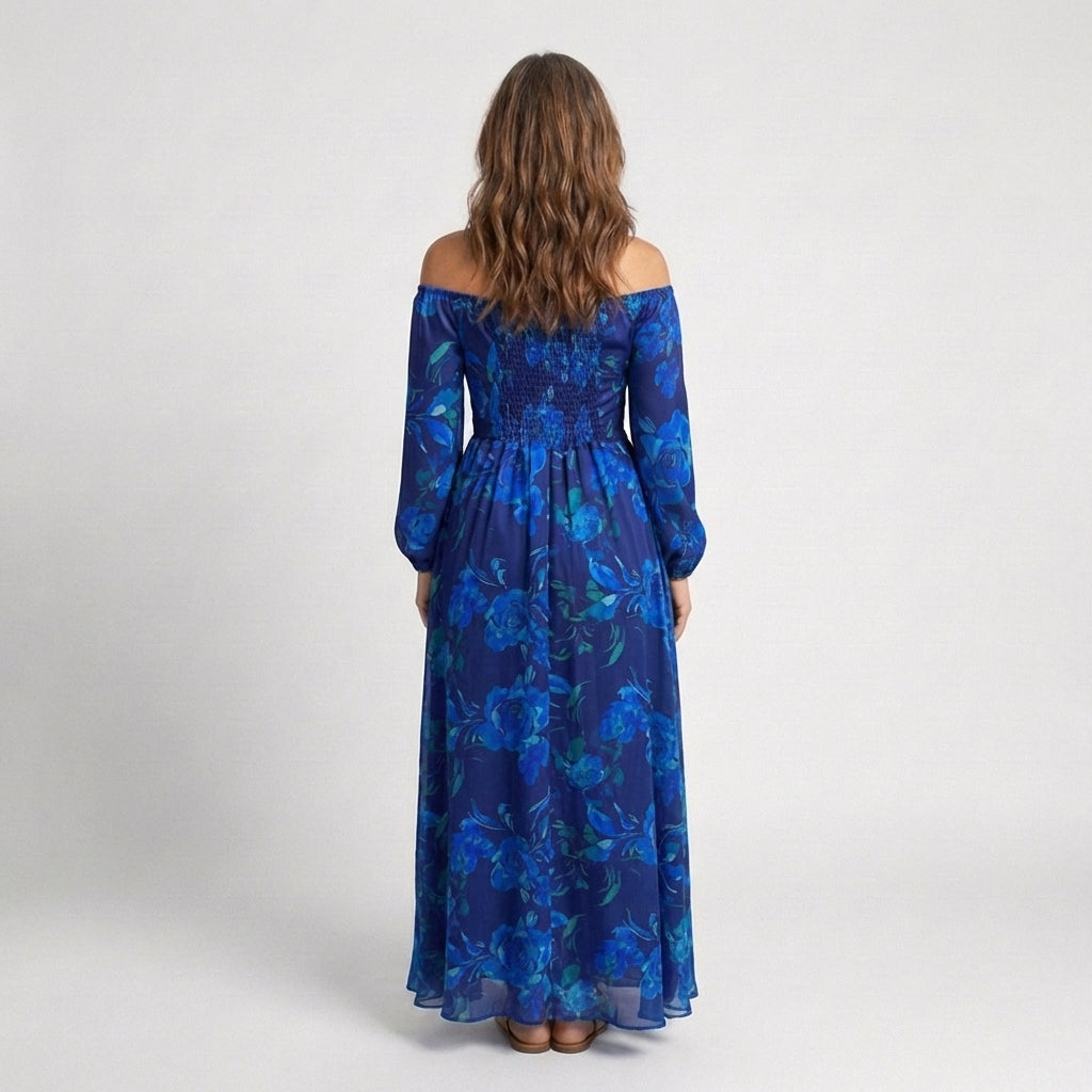 Isabella™ | Romantic Floral Off-Shoulder Maxi Dress