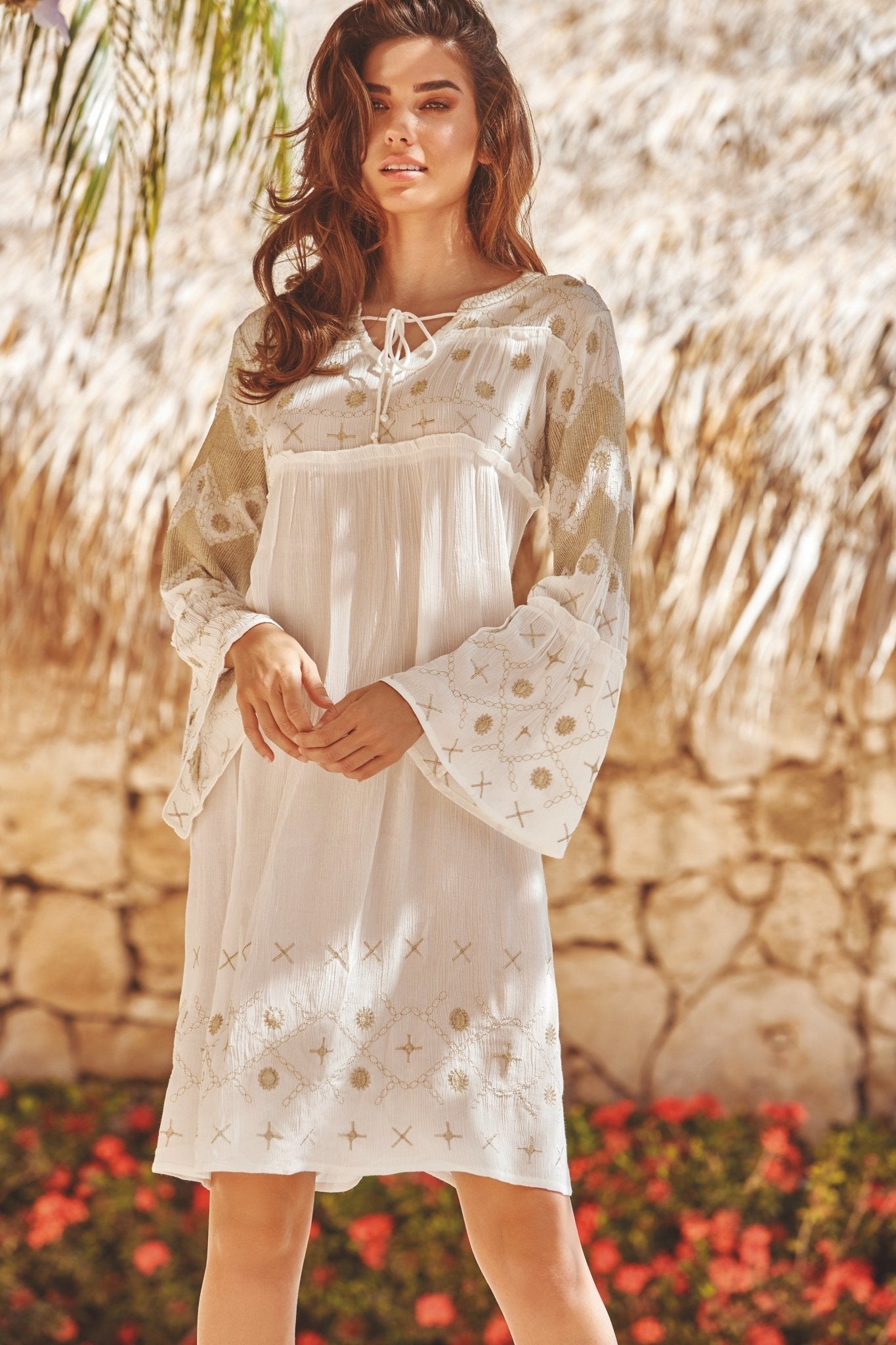 Kelly - Exquisite Sand Embroidered Maxi Dress