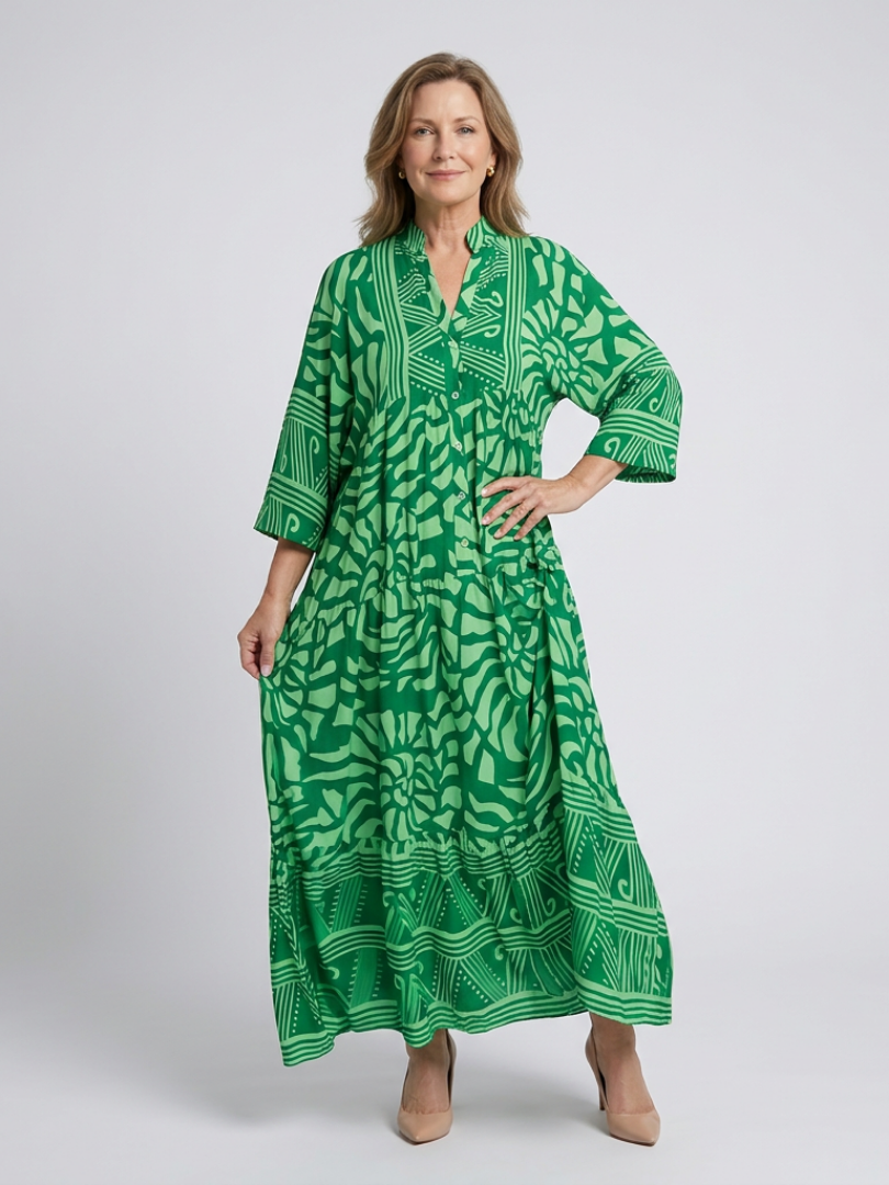 Marielle™ | Chic Button-Front Midi Dress for Effortless Elegance
