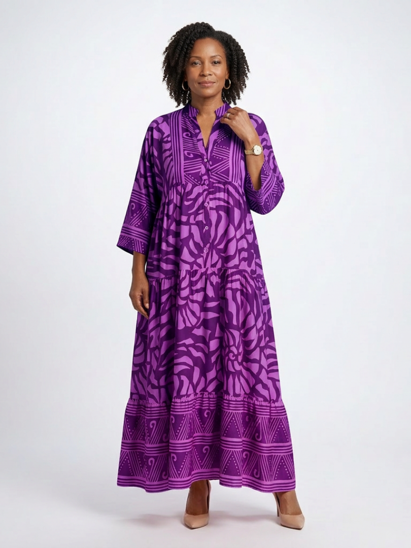 Marielle™ | Chic Button-Front Midi Dress for Effortless Elegance