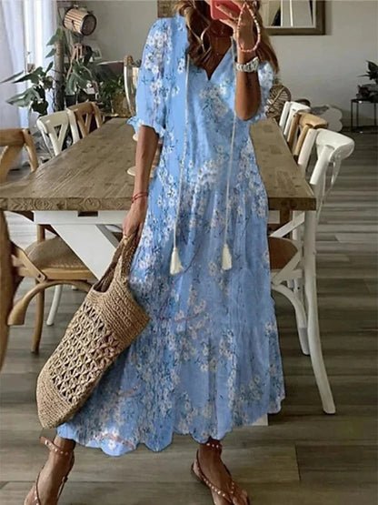 Lila™ | Chic Cotton Midi Dress for Elegance