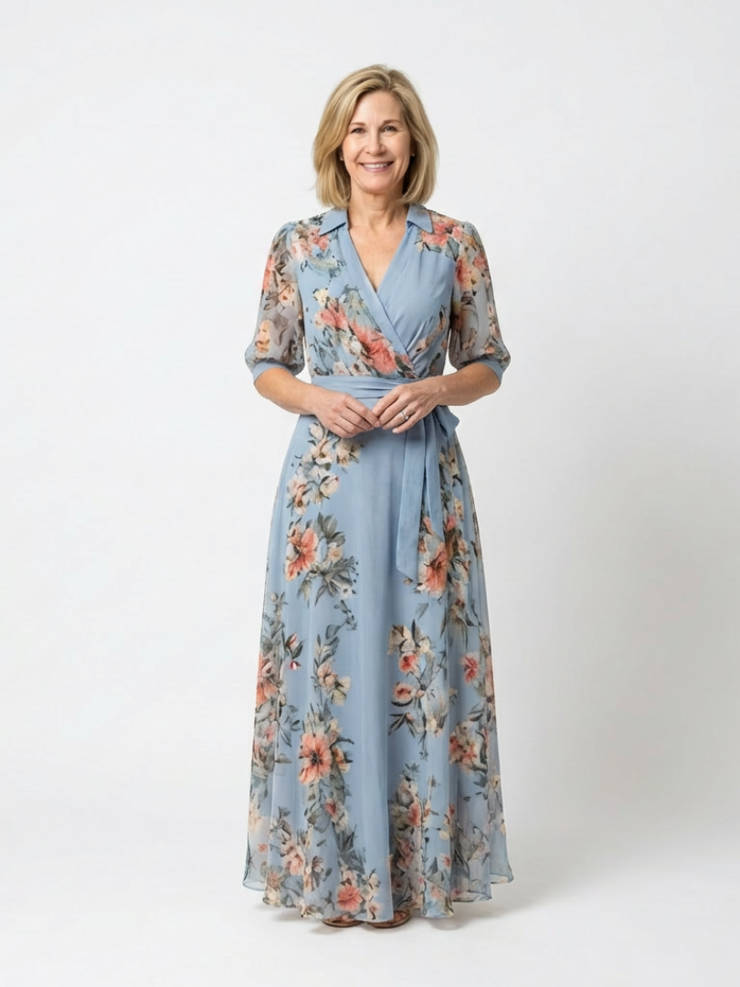 Elowen™ | Elegant Floral Wrap Maxi Dress