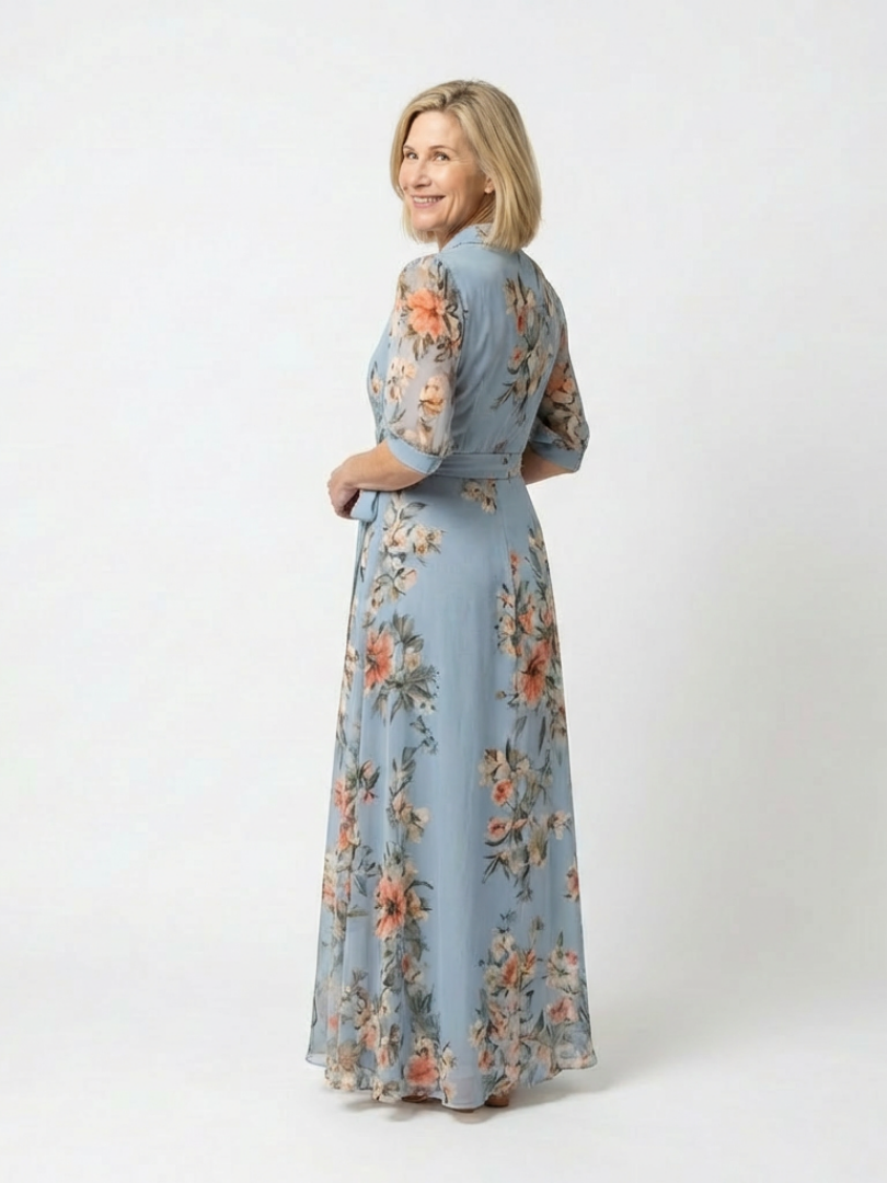 Elowen™ | Elegant Floral Wrap Maxi Dress